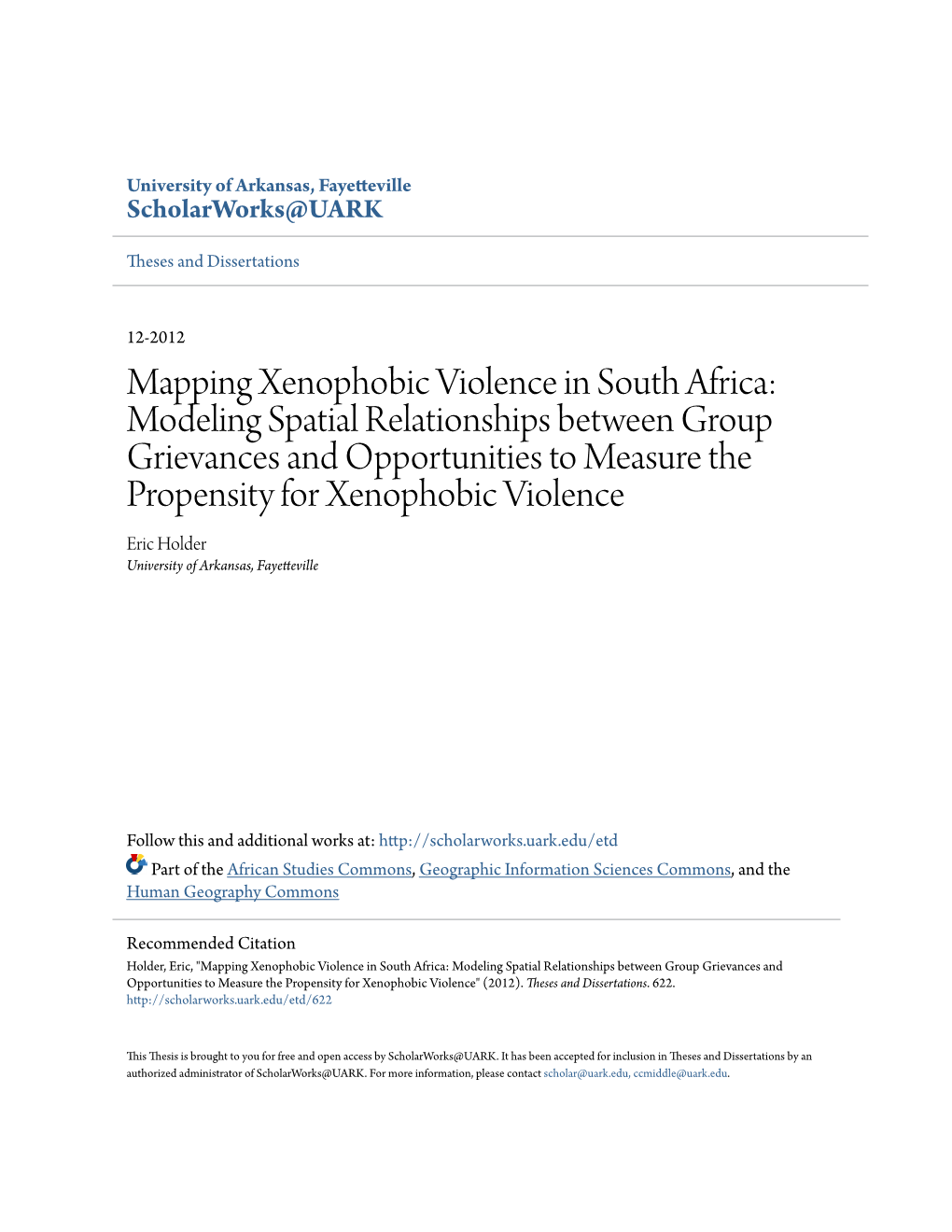 Mapping Xenophobic Violence in South Africa