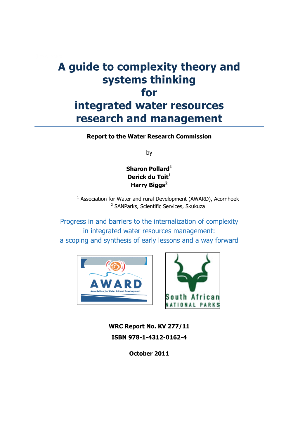 A Guide to Complexity Theory and Systems Thinking for Integrated Water Resources Research and Management