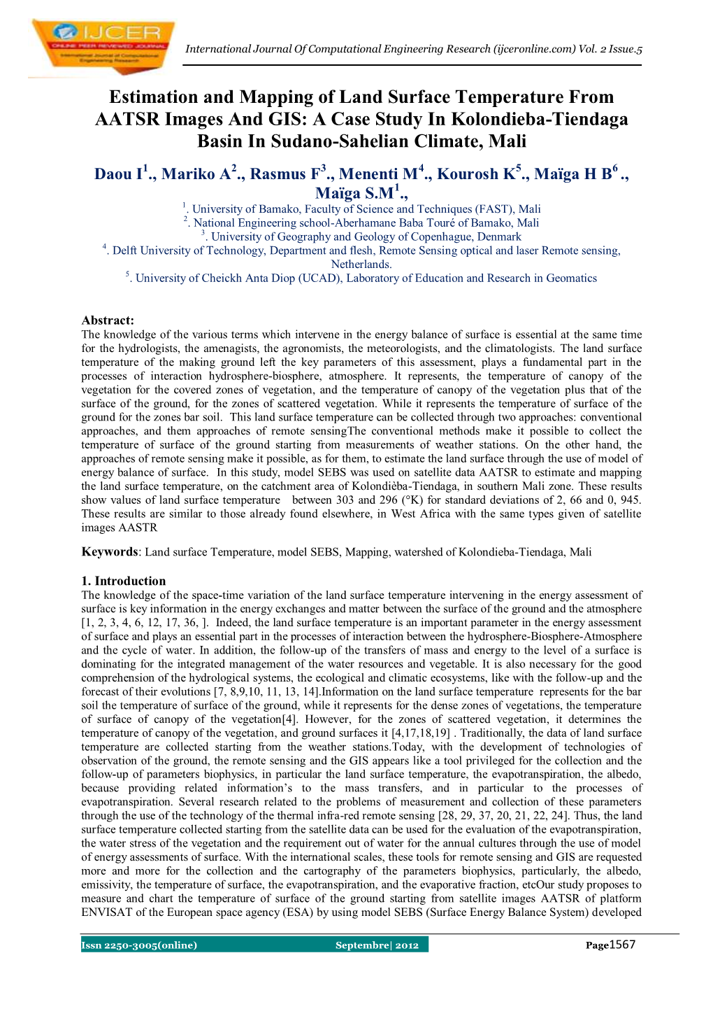 Estimation and Mapping of Land Surface Temperature from AATSR