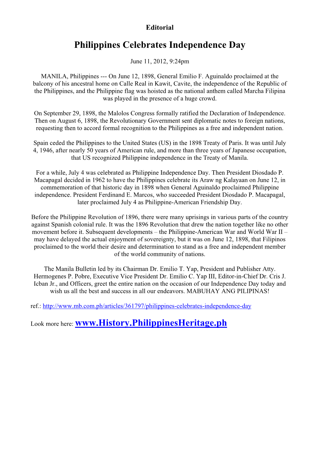 Philippines Celebrates Independence Day