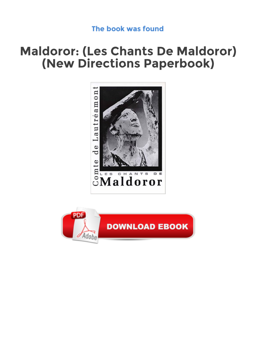 Les Chants De Maldoror) (New Directions Paperbook