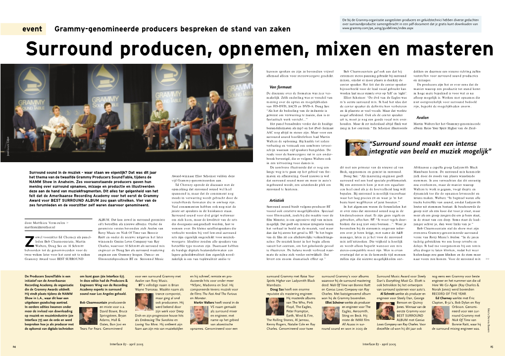 Surround Producen, Opnemen, Mixen En Masteren