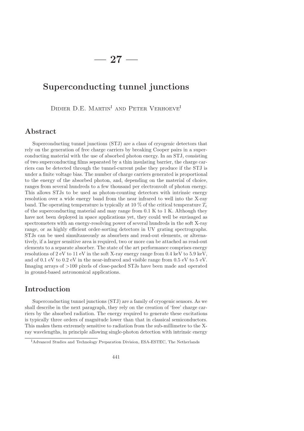 Superconducting Tunnel Junctions