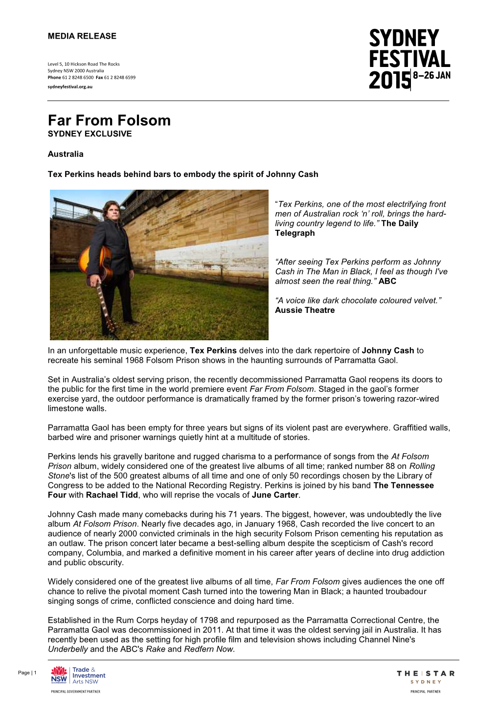 Far from Folsom SYDNEY EXCLUSIVE