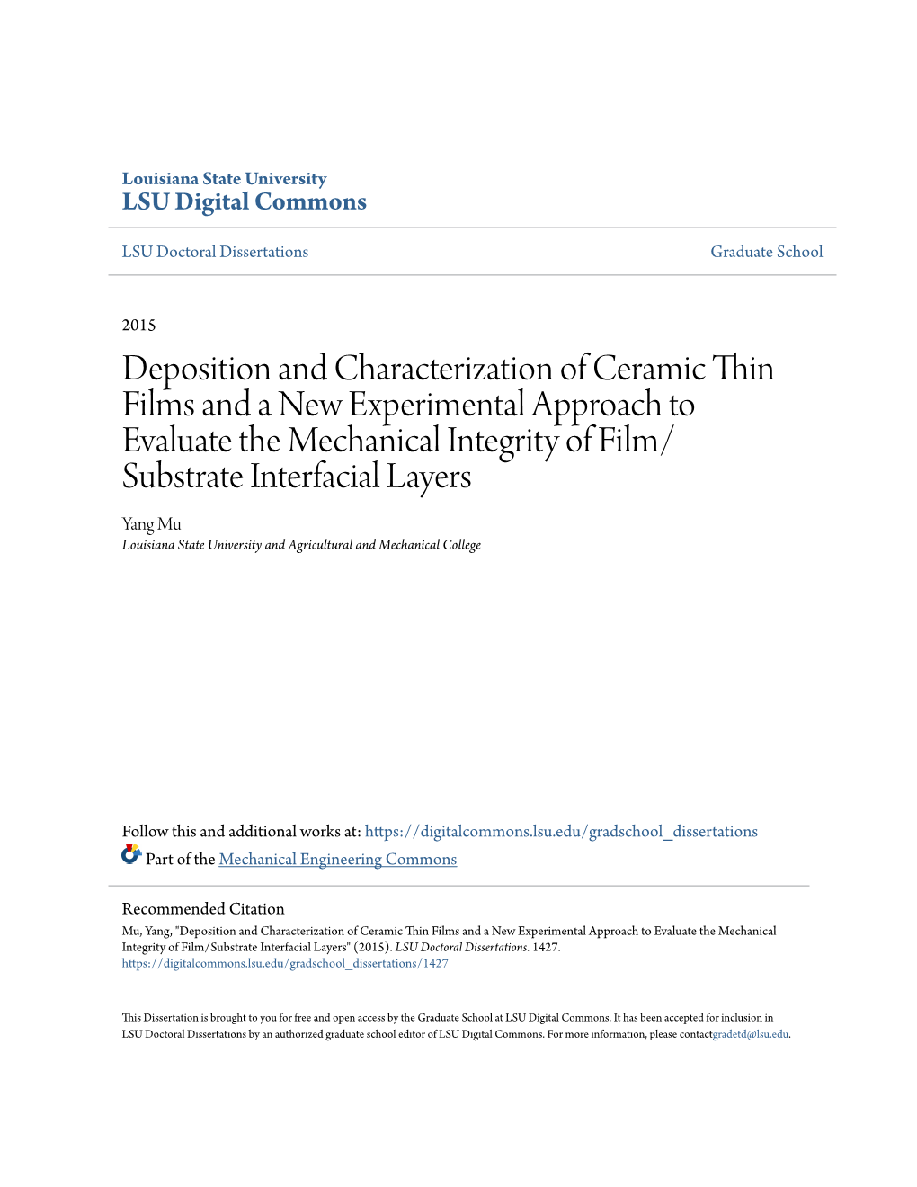 Deposition and Characterization of Ceramic Thin Films and a New