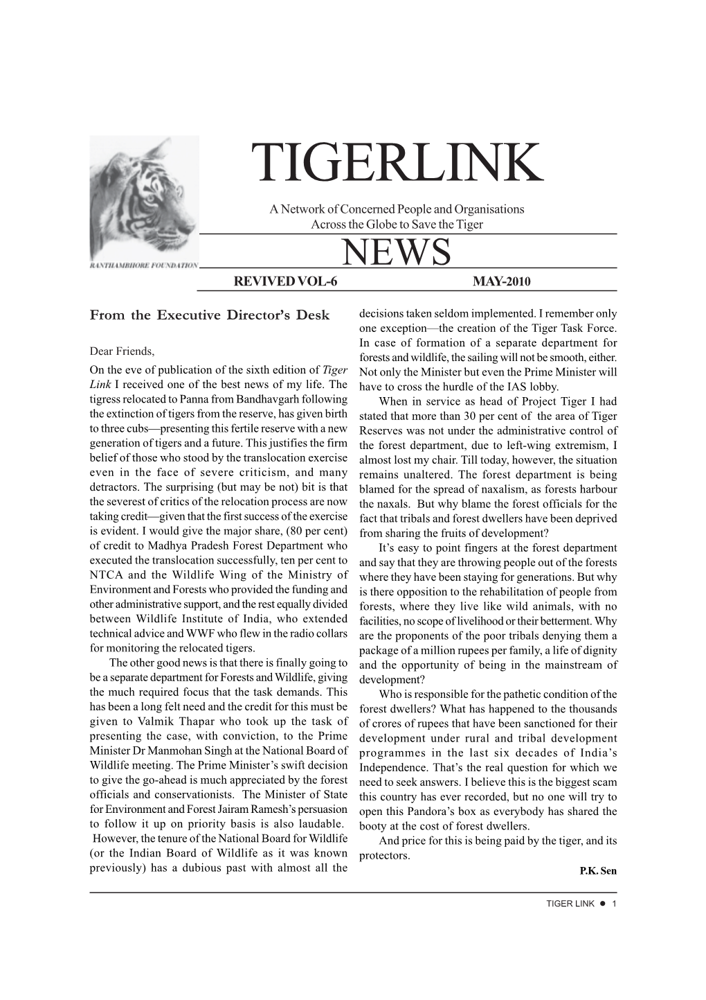 TIGER LINK Z 1 !"#$%&#'( Regulate Commercial and Tourism Interests Impinging on Tiger Habitat and to Notify Buffers