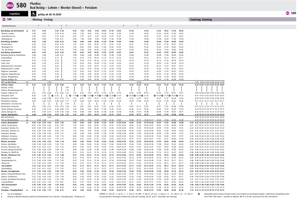 Fahrplan Linie 580 Gültig Ab 26.10.2020