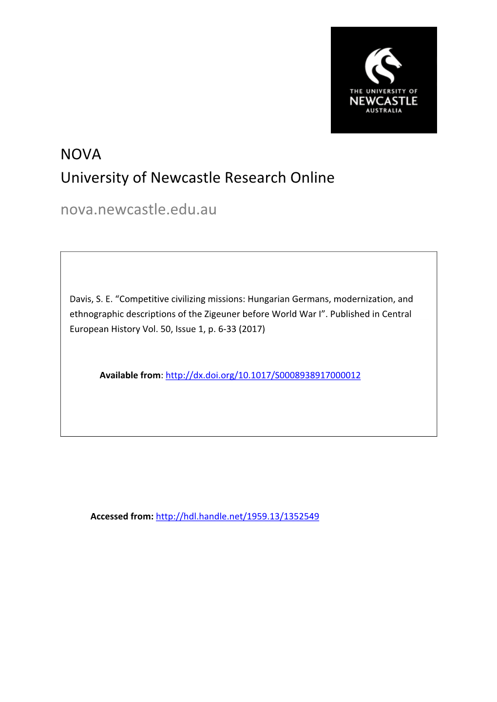 NOVA University of Newcastle Research Online Nova.Newcastle.Edu.Au