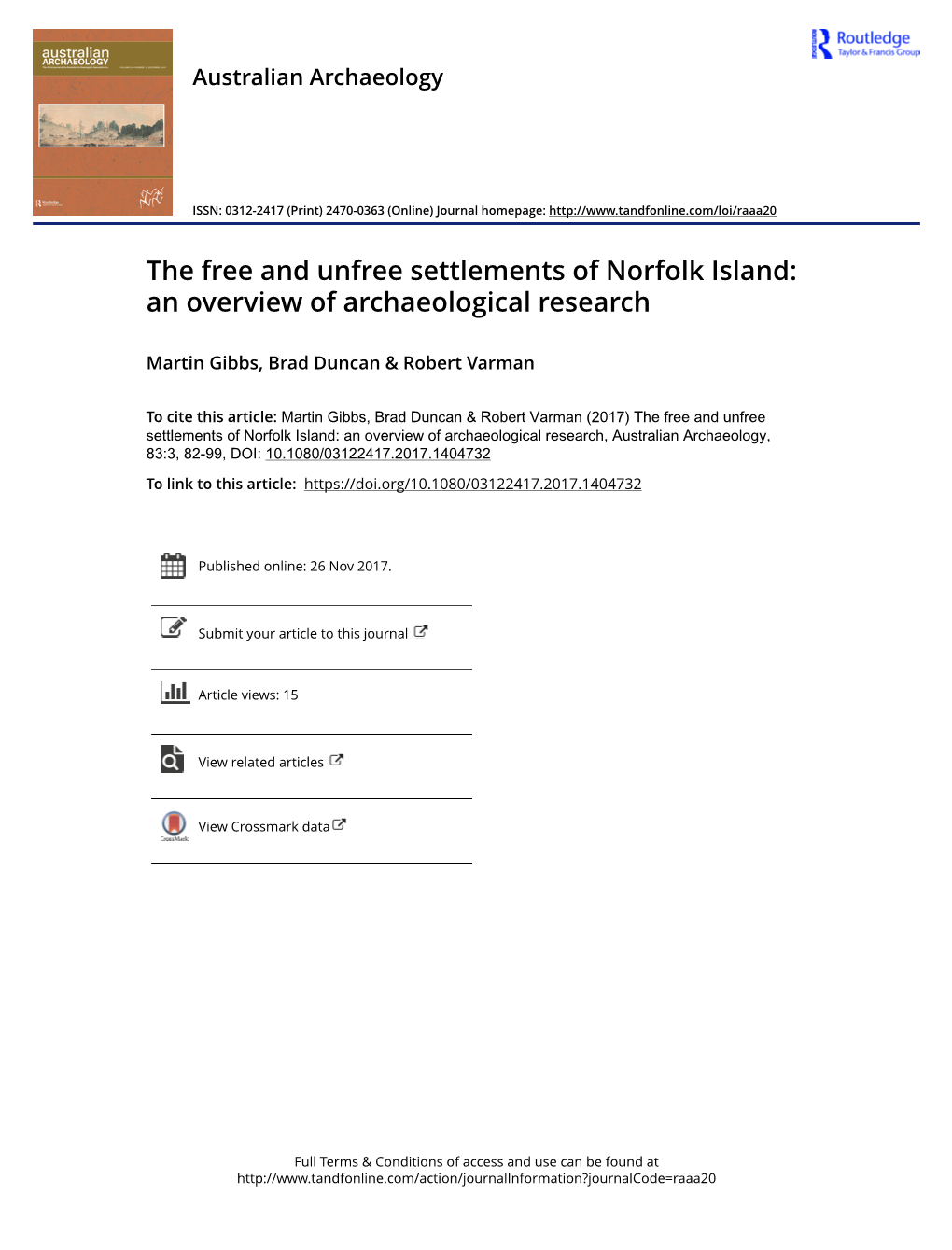 The Free and Unfree Settlements of Norfolk Island: an Overview of Archaeological Research