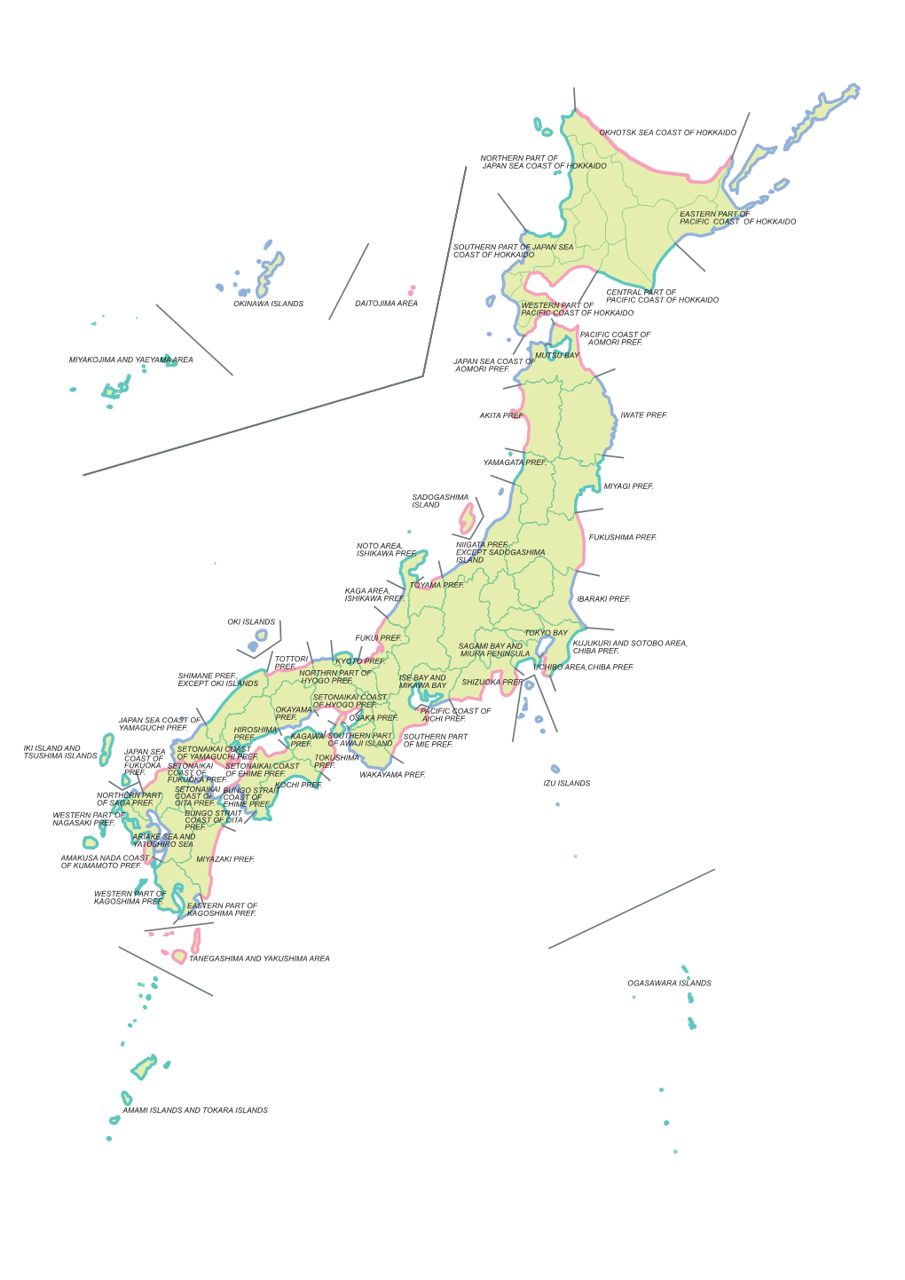 Ariake Sea and Yatushiro Sea of Yamaguchi Pref. Fukuoka Pref. Okhotsk Sea Coast of Hokkaido Northern Part of Japan Sea Coast Of