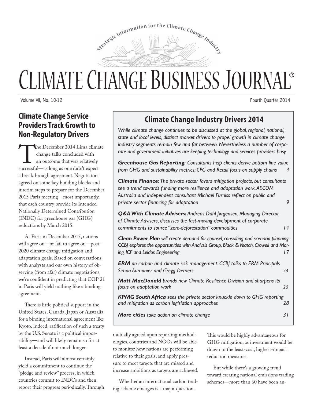 CLIMATE CHANGE BUSINESS JOURNAL® Volume VII, No