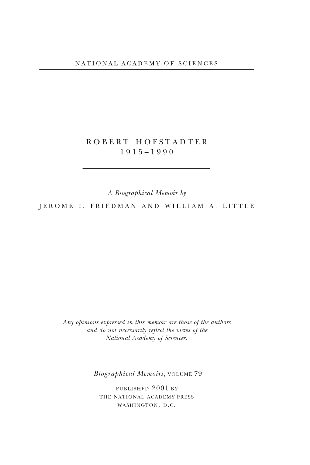 Robert Hofstadter 1915–1990