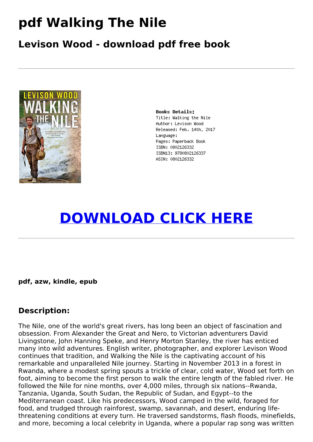 D88381d Pdf Walking the Nile Levison Wood