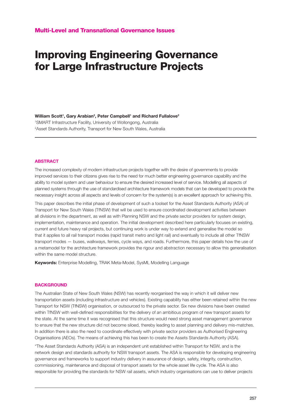 Improving Engineering Governance for Large Infrastructure Projects