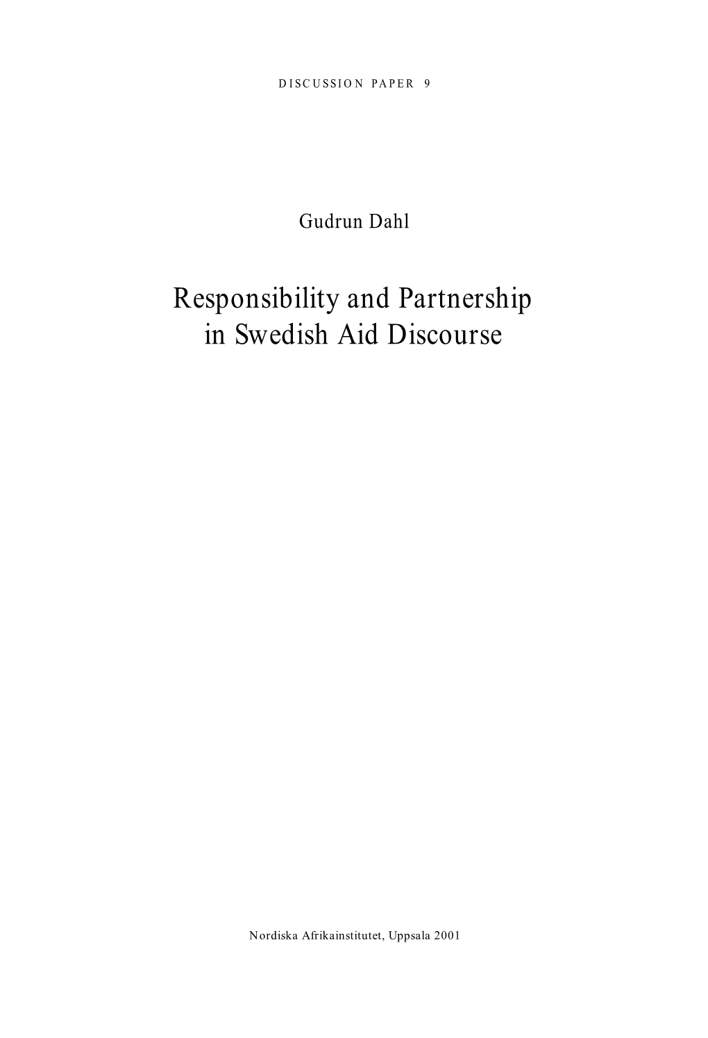 Responsibility and Partnership in Swedish Aid Discourse