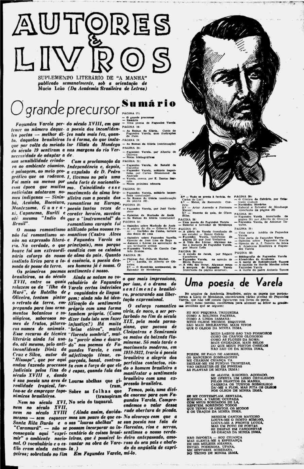 Fagundes Varela Do Século Xvlll, Em ²�Uma Poesia De Fagundes Varei* Per- Que PAGINA 18: Ienee Ao Número Daque- a Poesia Dos Inconfiden- ²�As Ruínas Da Glória