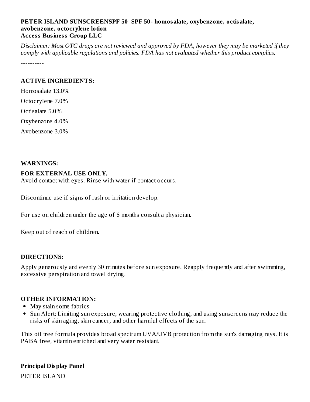 Homosalate, Oxybenzone, Octisalate, Avobenzone