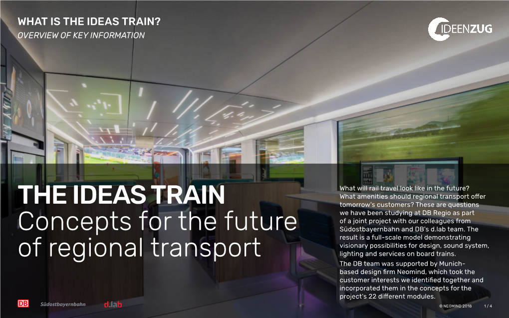 THE IDEAS TRAIN Concepts for the Future of Regional Transport