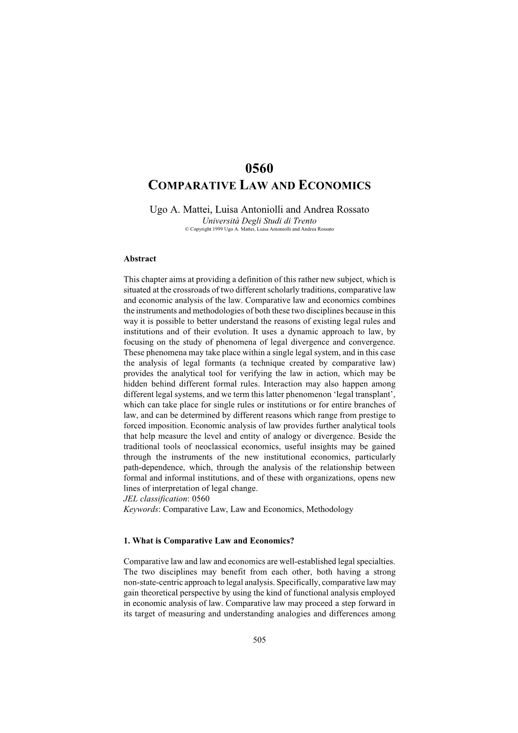 0560 Comparative Law and Economics