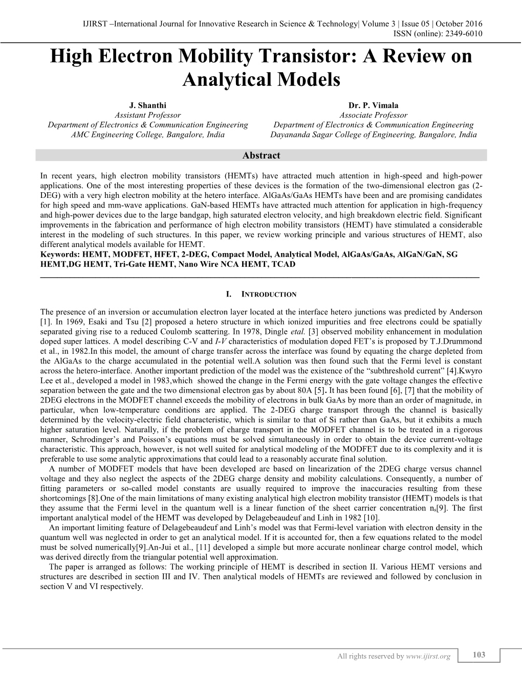 High Electron Mobility Transistor: a Review On