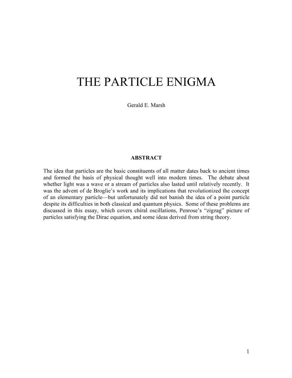 THE PARTICLE ENIGMA-Restructured