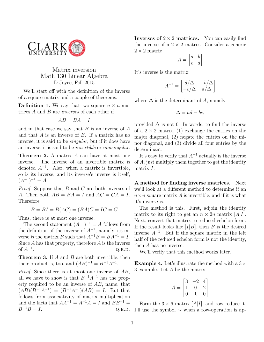 Matrix Inverses