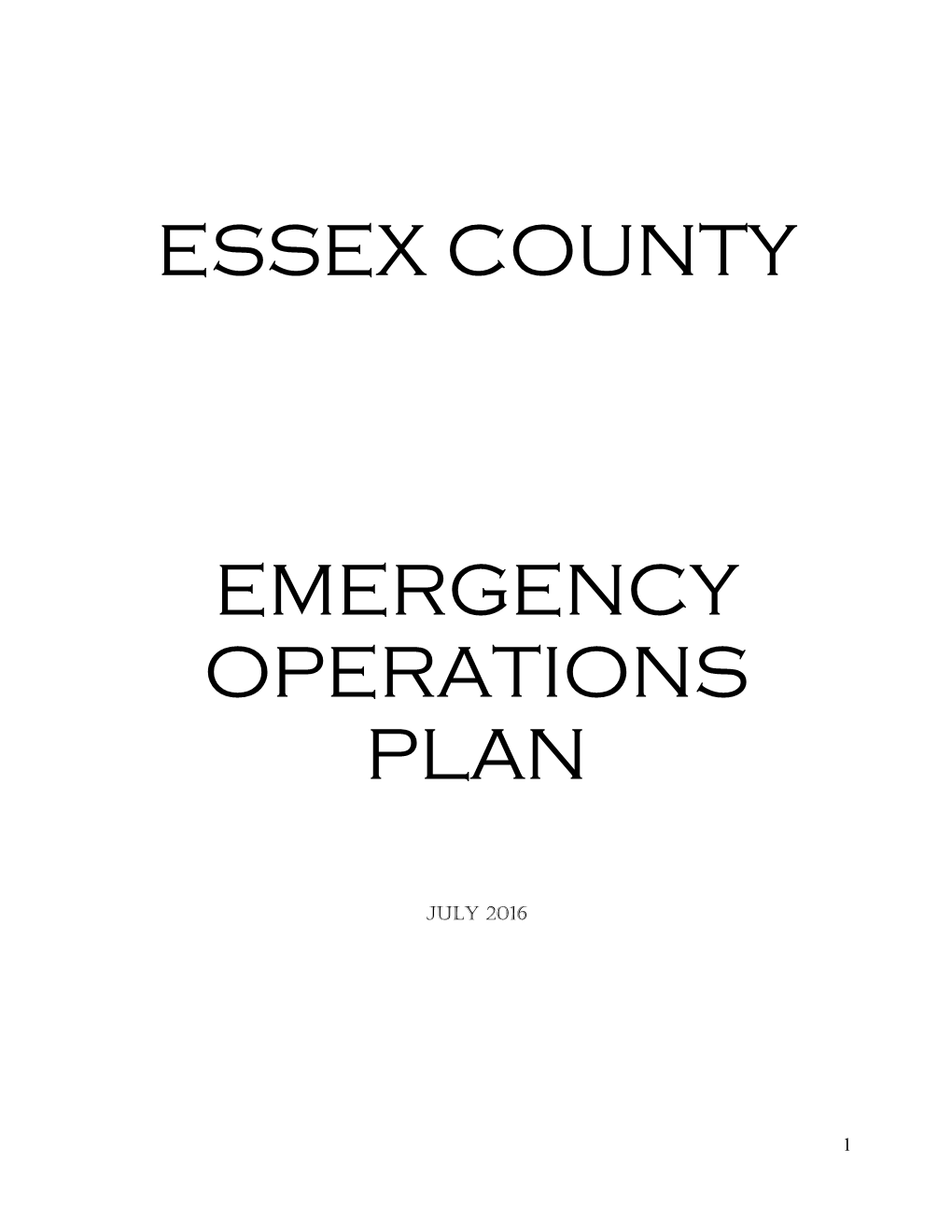 Essex County Emergency Operations Plan