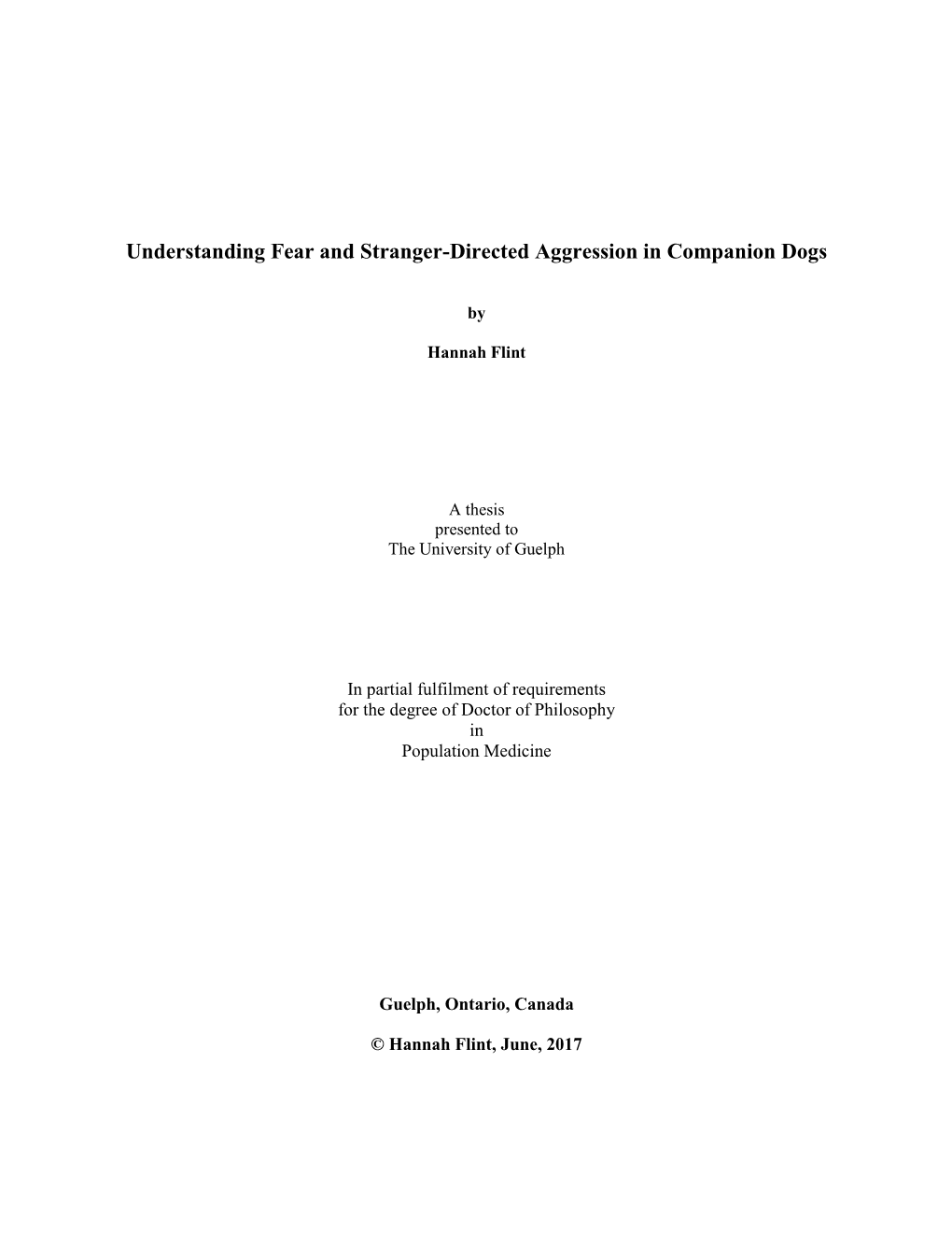 Understanding Fear and Stranger-Directed Aggression in Companion Dogs