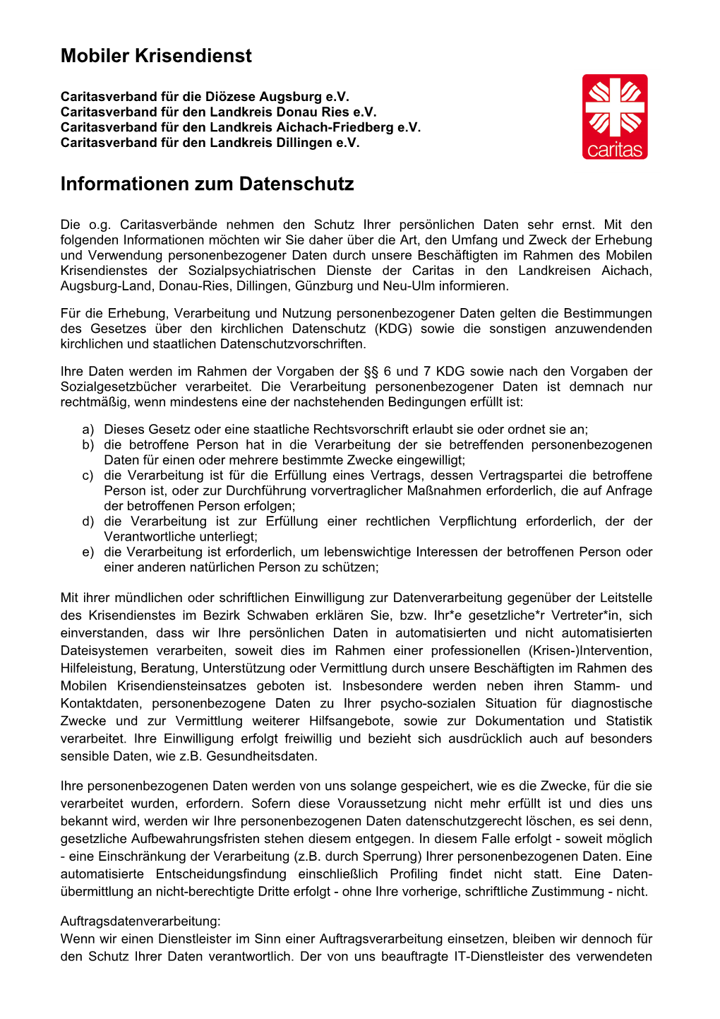 Mobiler Krisendienst Informationen Zum Datenschutz