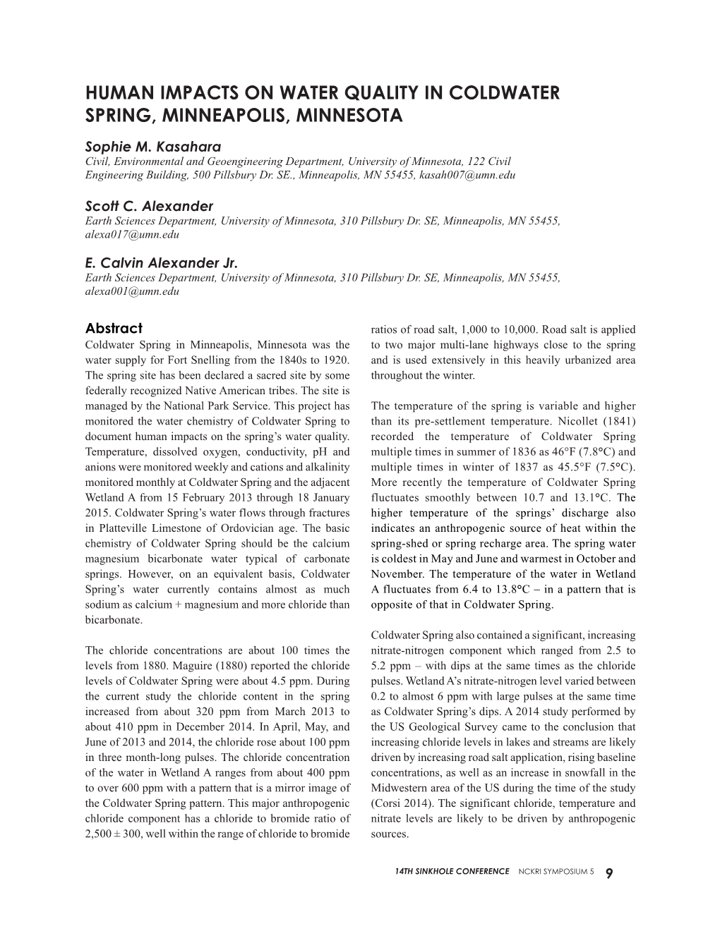 Human Impacts on Water Quality in Coldwater Spring, Minneapolis, Minnesota