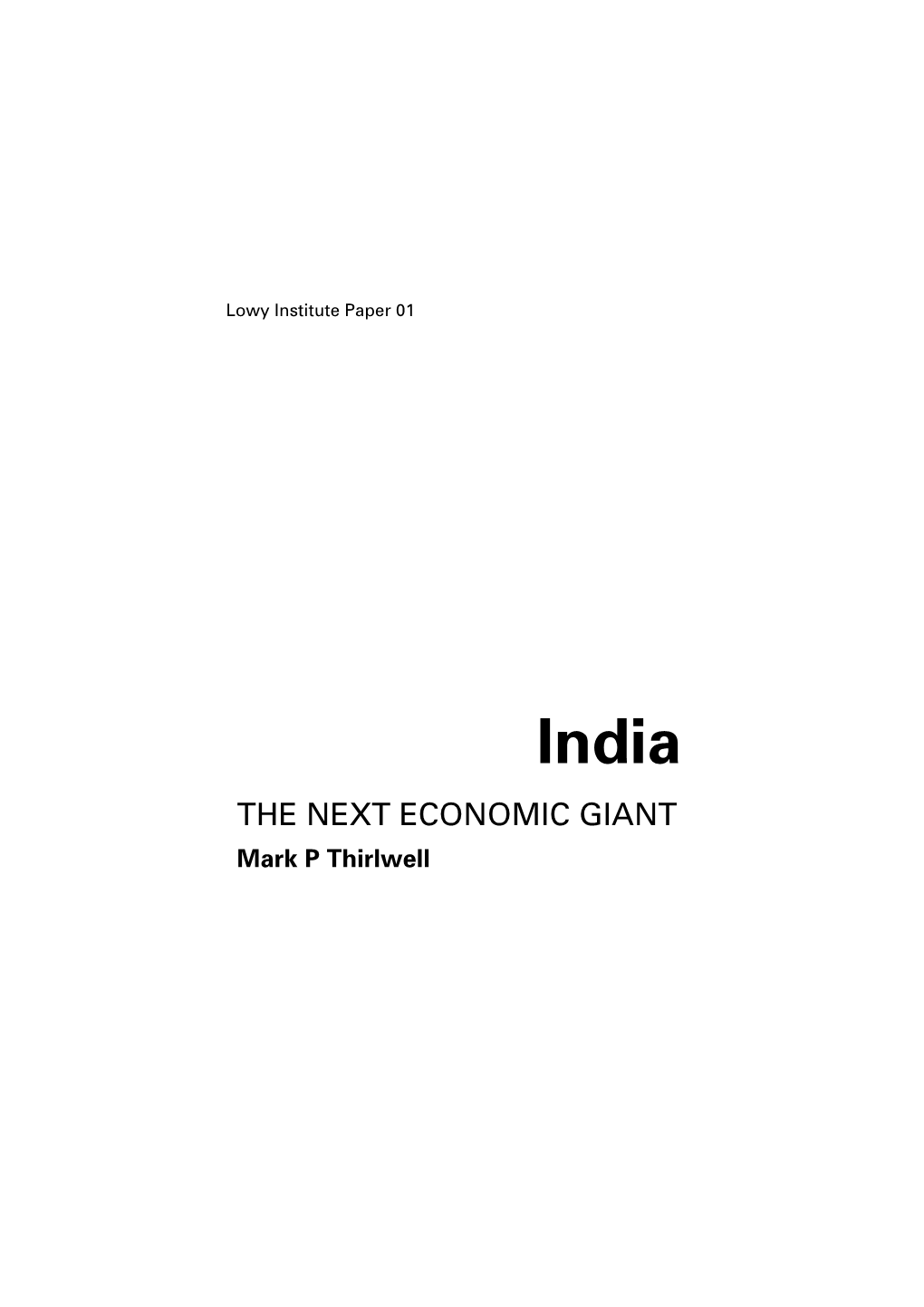 India: the Next Economic Giant