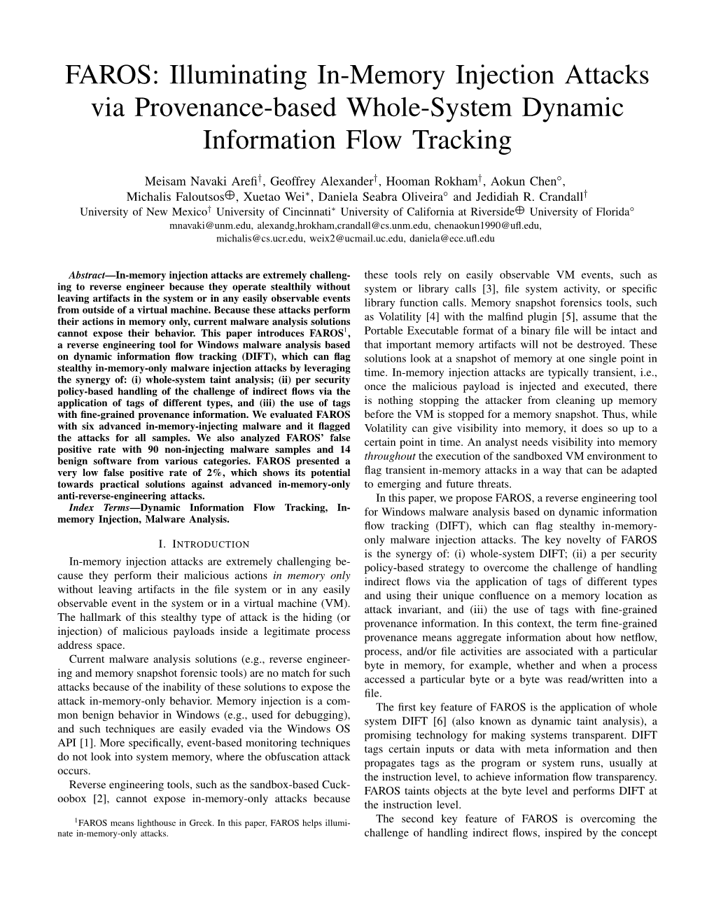 Illuminating In-Memory Injection Attacks Via Provenance-Based Whole-System Dynamic Information Flow Tracking