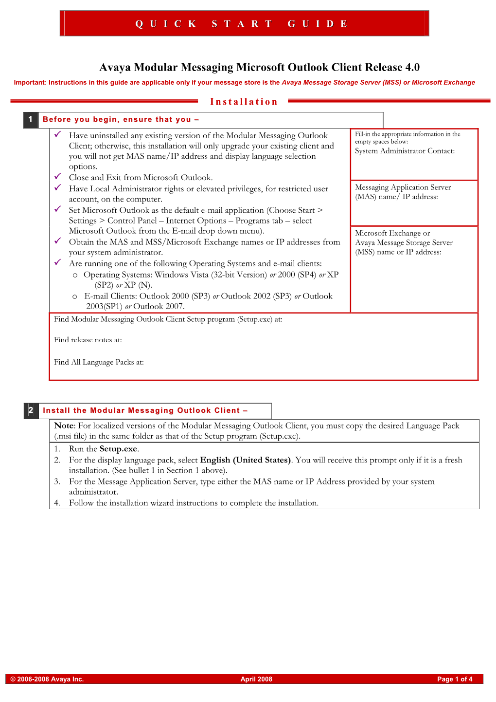 Outlook Thick Client Quick Start Guide