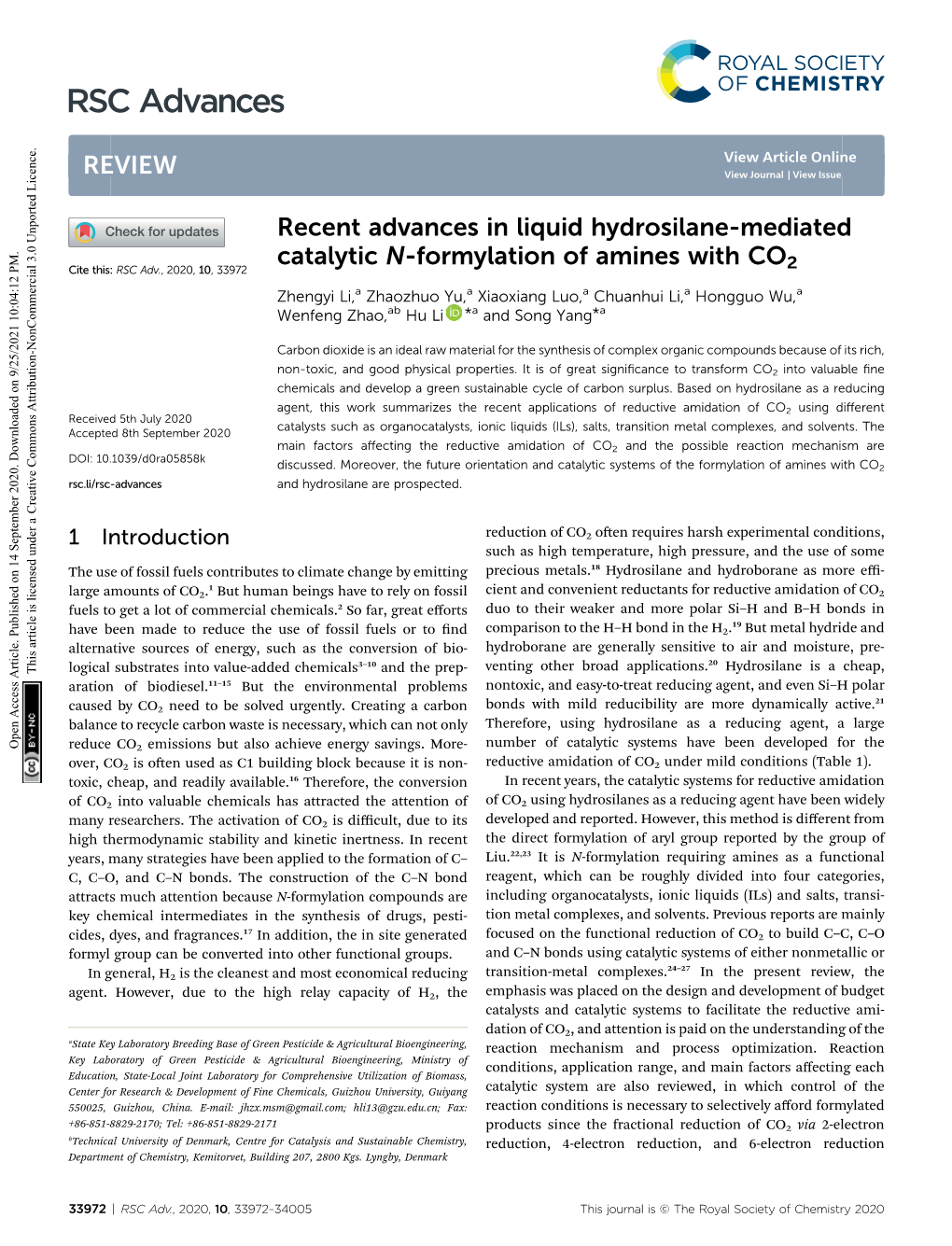 Recent Advances in Liquid Hydrosilane-Mediated Catalytic N-Formylation of Amines With