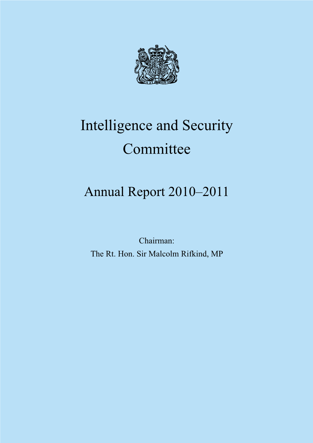 Intelligence and Security Committee – Annual Report 2010–2011