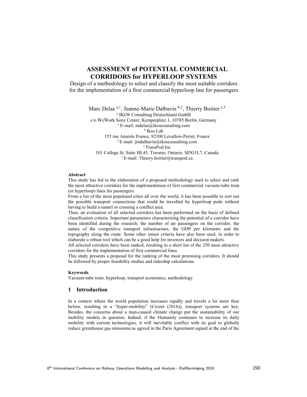 ASSESSMENT of POTENTIAL COMMERCIAL CORRIDORS For