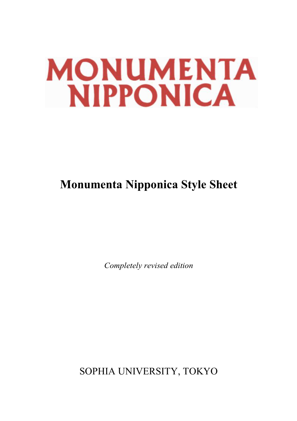 Monumenta Nipponica Style Sheet