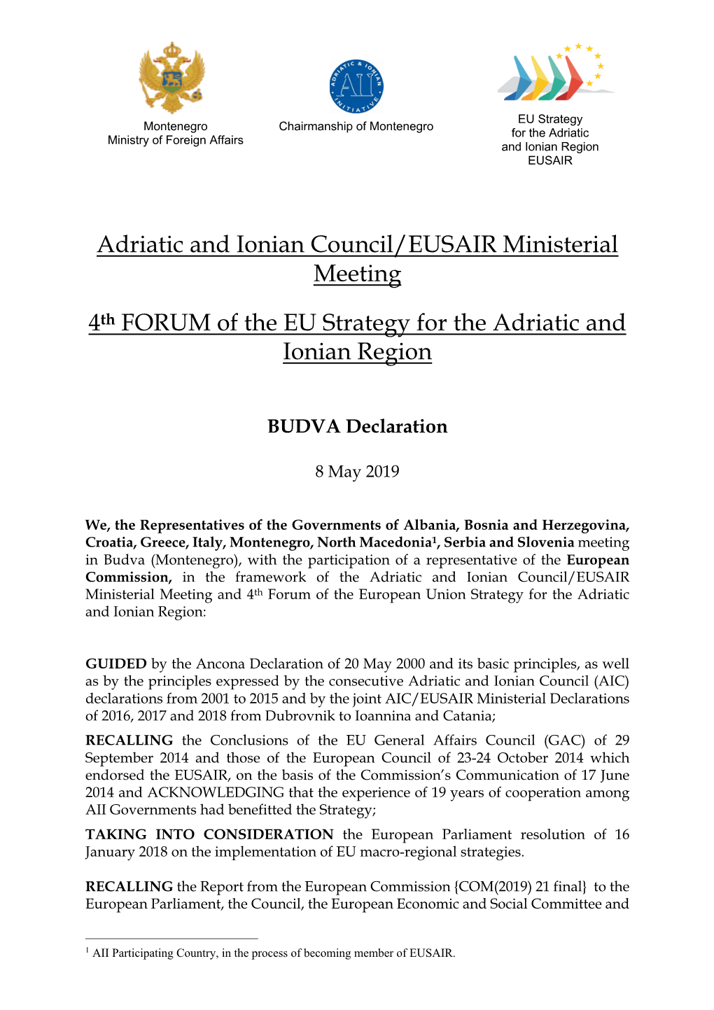 BUDVA Declaration