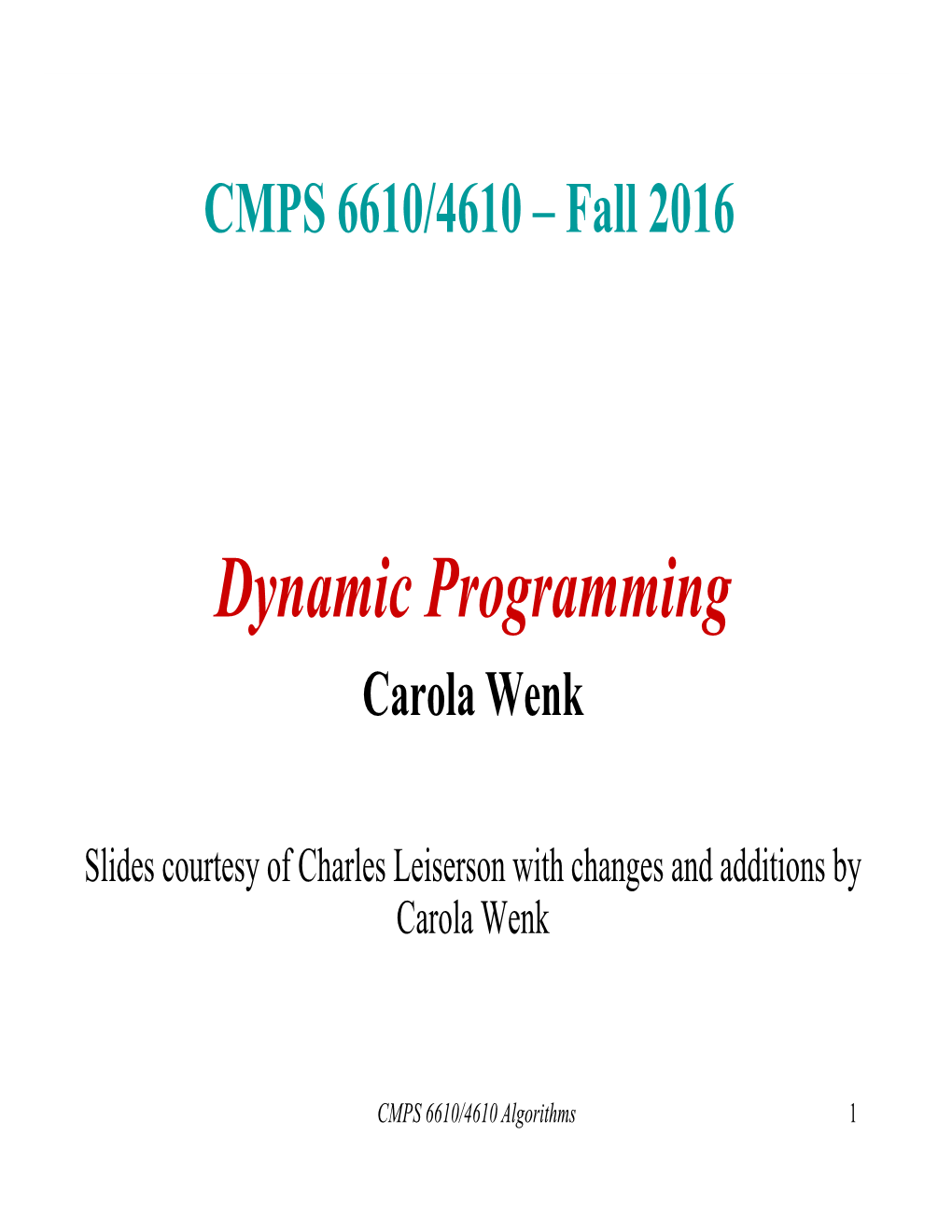 Dynamic Programming Slides