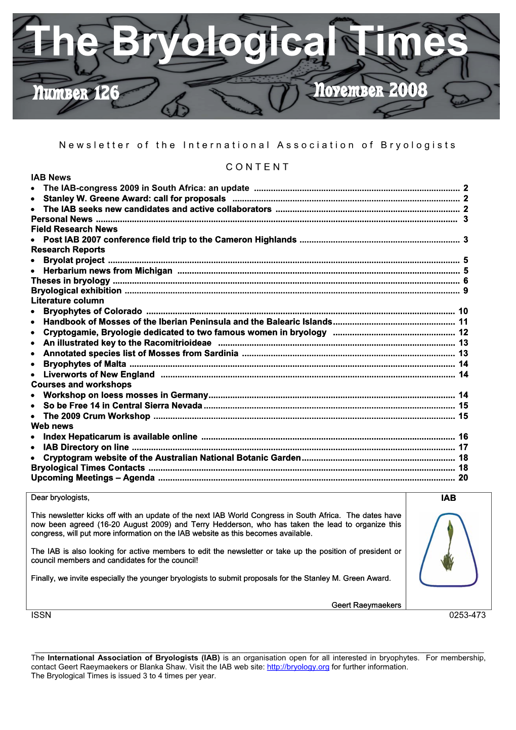 The Bryological Times Number 126 November 2008