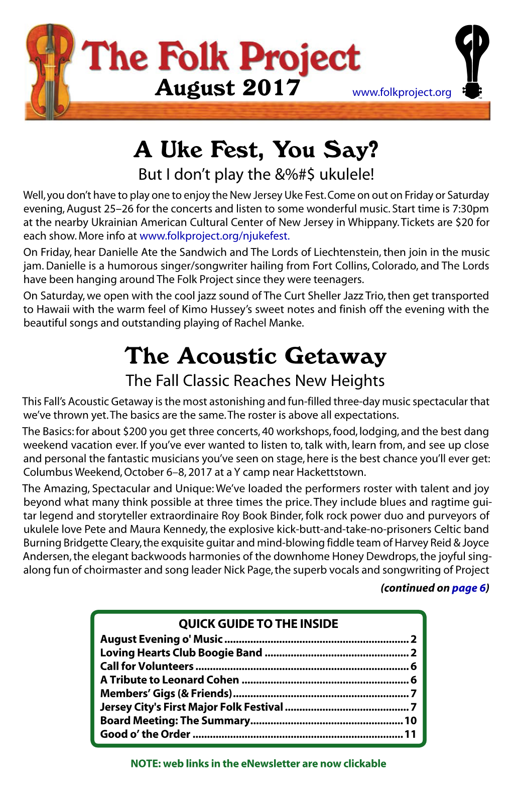 August 2017 the Acoustic Getaway a Uke Fest, You Say?