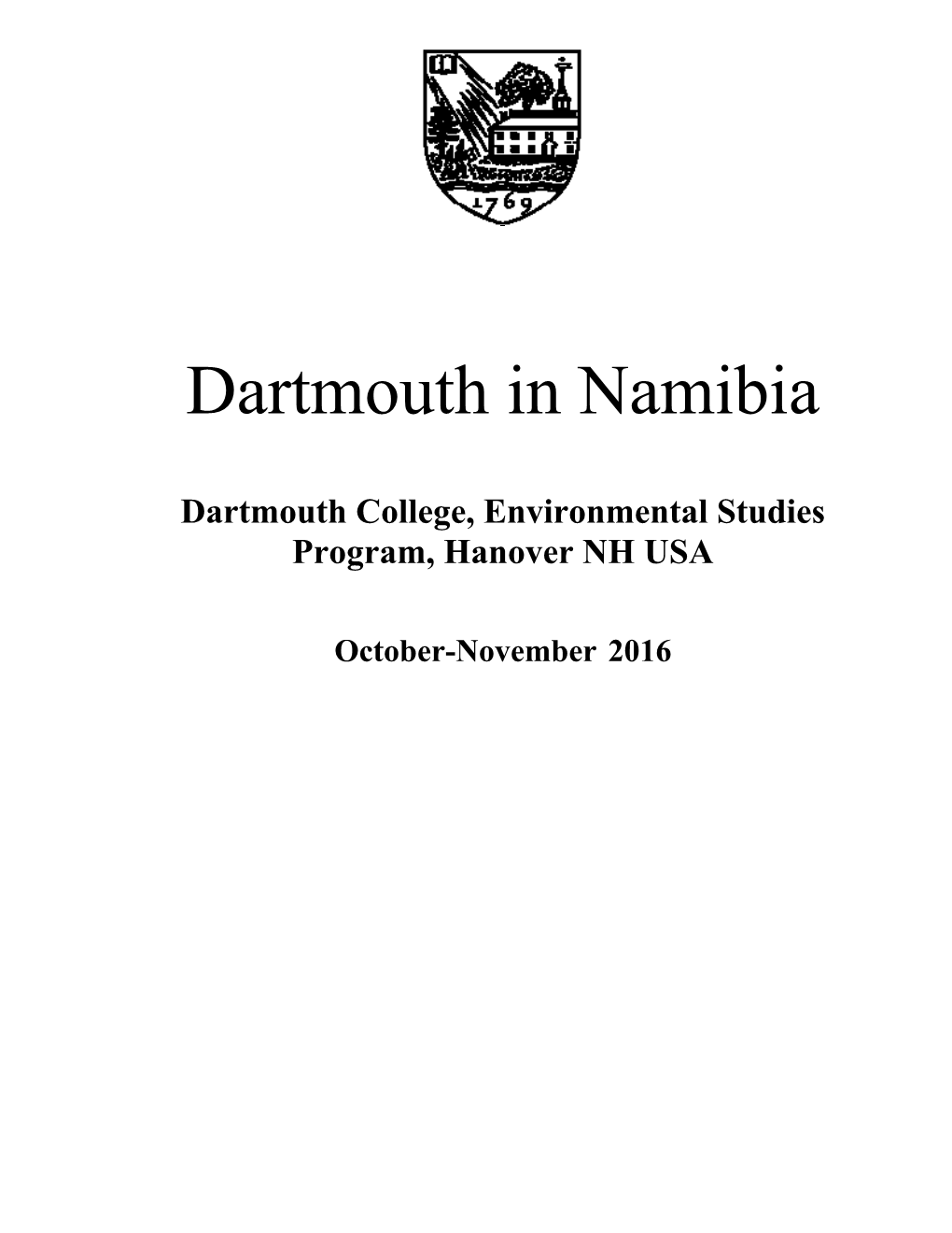 Dartmouth in Namibia