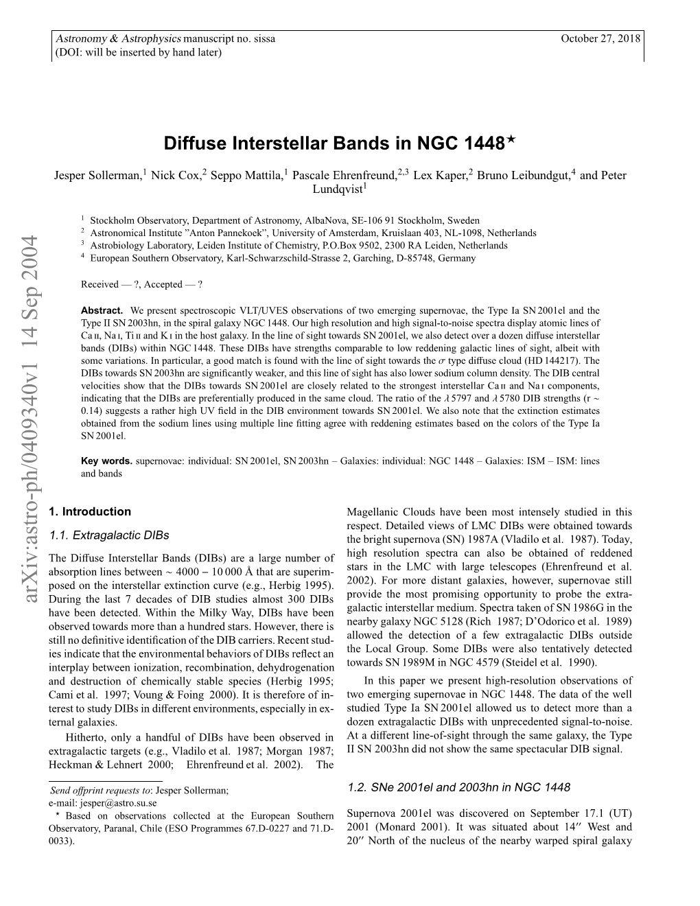 Diffuse Interstellar Bands in NGC 1448