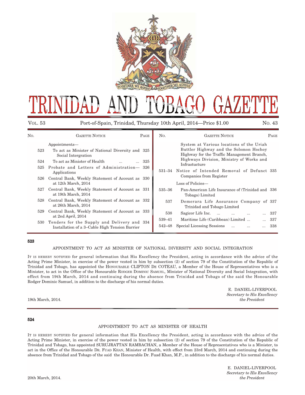 Gazette No. 43 of 2014.Pdf