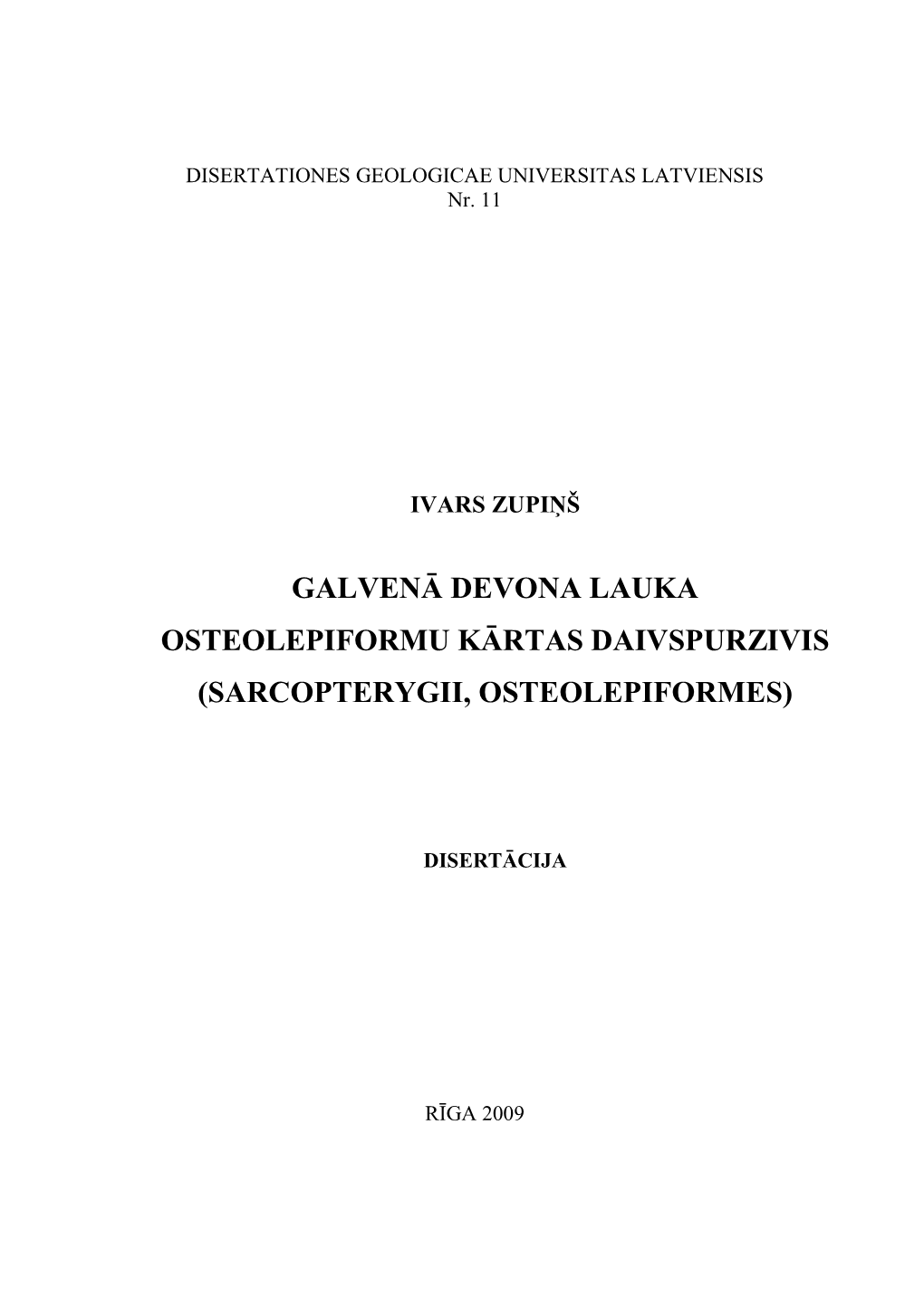 Galvenā Devona Lauka Osteolepiformu