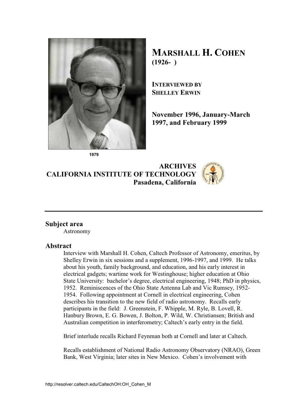 Interview with Marshall Cohen