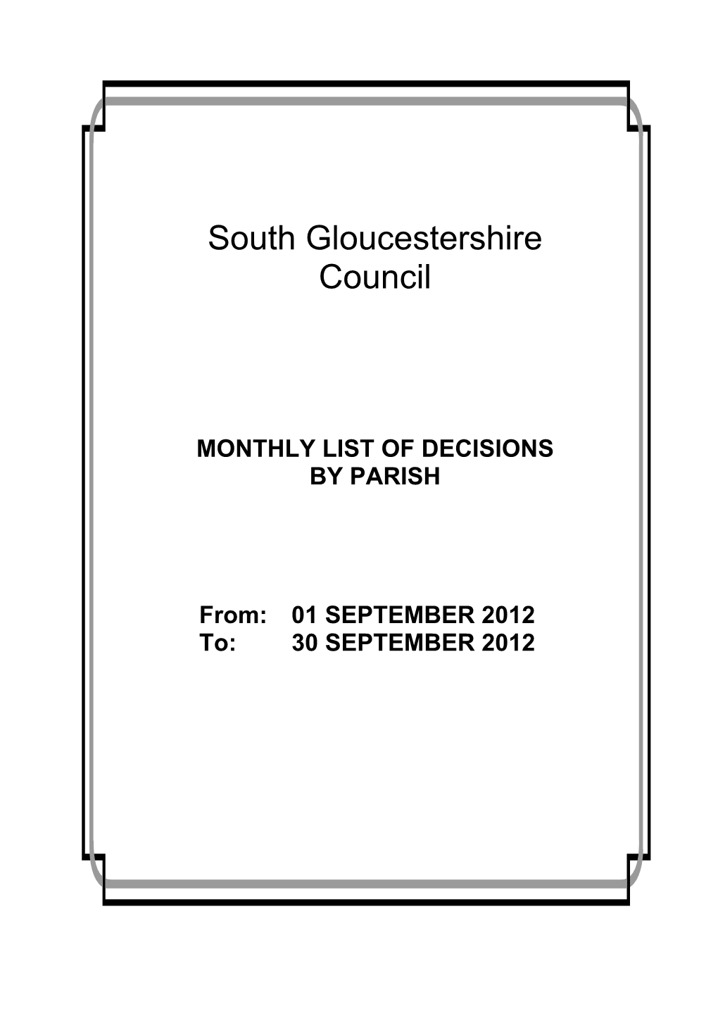 Monthly List of Decisions by Parish