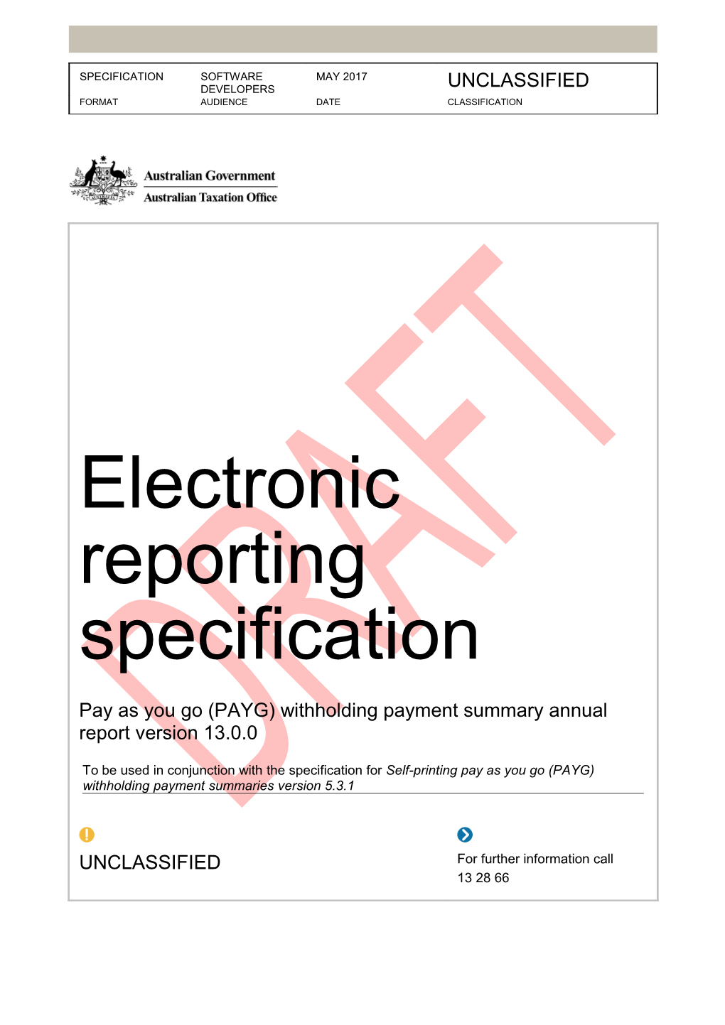 Electronic Reporting Specification Pay As You Go (Payg) Withholding Payment Summary Annual