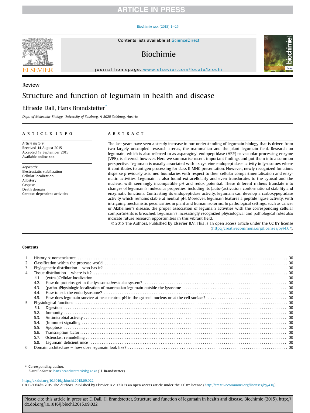 Structure and Function of Legumain in Health and Disease