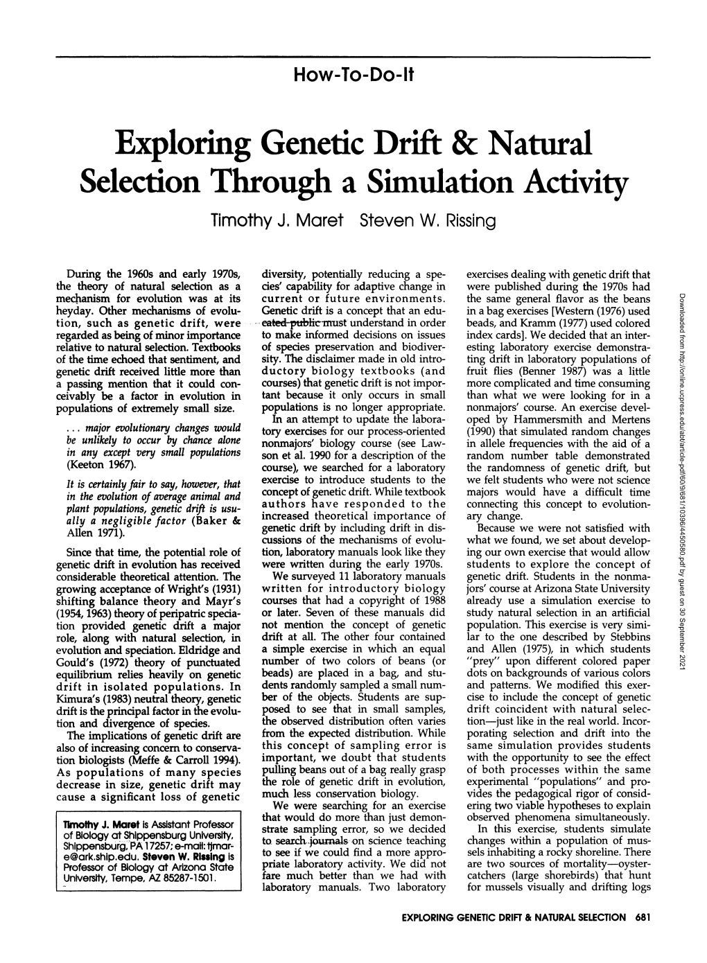 Exploring Genetic Drift & Natural Selection Through a Simulation